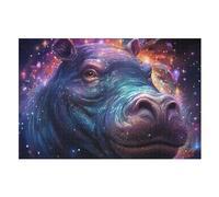 Puzzle Da 1000 Pezzi Animal Hippos Per Adulti Puzzles in Legno Giocattolo Educativo Antistress Dimensioni （75×50cm）
