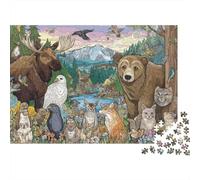 Puzzle Da 1000 Pezzi Animal World in Set, Cartoncino Premium, A Detailed Wildlife Gathering in A Peaceful Forest Attività Di Tempo Libero Per La Casa, Regalo, 38x26cm/1000pcs