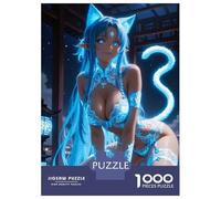 Puzzle Da 1000 Pezzi Anime Catgirl in Blue Lingerie Puzzle Per Adulti Gioco Pratico Sfida Difficile Interazione Genitore-figlio 70x50cm/1000pcs