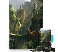 Puzzle da 1000 pezzi "Antico Castello nella Giungla" divertimento e allenamento per la mente,pezzi che si incastrano perfettamente,un hobby affascinante per i momenti di svago (50x75cm)