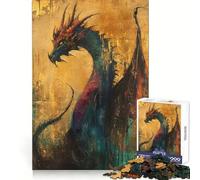 Puzzle da 1000 pezzi "Antico Drago Dorato" per Adolescenti, per la Chiarezza Mentale, Passatempo Rilassante, Perfetto Regalo per le Vacanze (38x52cm)