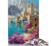 Puzzle da 1000 pezzi "Antico monastero sul lago" per adulti e puzzle in legno per gli amanti dei puzzle 1000 pezzi (75x50 cm)