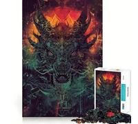 Puzzle da 1000 pezzi "Antico Rituale del Drago" per adulti,gioco di potenziamento mentale,taglio laser per un incastro perfetto,divertimento in famiglia,attività serale (38x52cm)