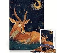 Puzzle da 1000 pezzi "Antilope a riposo sotto una notte stellata" per adulti ideale per stimolare la memoria favorire il rilassamento mentale e ottenere un risultato ottimale Regalo di compleanno