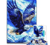 Puzzle da 1000 pezzi, aquila blu che vola, decorazioni per la casa, regali di Babbo Natale segreto per 14+ anni, gioco di puzzle offerto, 38x26cm