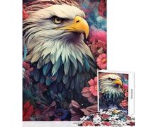 Puzzle da 1000 pezzi Aquila calva tra i fiori Decorazione per la casa Giocattoli Ottimo regalo per giochi Gioco educativo Migliora l'amore tra coppie Dimensioni 38x52cm
