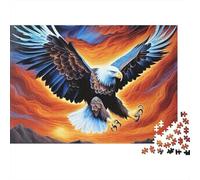 Puzzle da 1000 pezzi "Aquila in volo al tramonto" con fuoco e volo nel cielo, per adulti. Gioco educativo, bellissima decorazione, ideale come regalo di compleanno. Dimensioni: 38x26 cm.