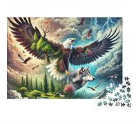 Puzzle da 1000 pezzi "Aquila Lupo Fantasy" con Aquila, Montagna e Tempesta, per adulti, gioco educativo, bellissima decorazione, sfida di alta difficoltà, regalo di compleanno, 38x26 cm.