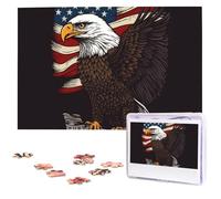 Puzzle da 1000 pezzi - Aquila patriottica USA con bandiera americana, puzzle per adulti impegnativo puzzle con immagine personalizzata puzzle in legno 75 x 50 cm