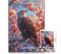 Puzzle da 1000 pezzi Aquila tra i fiori di ciliegio Giocattolo Gioco intellettuale Apprendimento Educativo Regalo per compleanni Dimensioni 50x75cm
