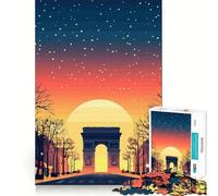 Puzzle da 1000 pezzi Arco di Trionfo al tramonto,taglio preciso,arte,gioco stimolante per la mente,divertimento,tempo libero,decorazione natalizia,regalo (38x52cm)