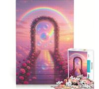 Puzzle da 1000 pezzi "Arco floreale verso un mondo da sogno", giocattolo fai-da-te, sfida impegnativa, con pezzi di forma casuale completamente ad incastro 38x52cm