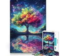 Puzzle da 1000 pezzi "Arcobaleno Albero Cielo Notturno" per Adolescenti, Gioco di Puzzle per Allenamento Mentale, Gioco di Gruppo, Arte, Assemblaggio, Regalo Classico (50x75cm)