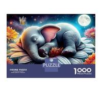 Puzzle da 1000 pezzi "Arcobaleno Giungla" Elefante Gentile con Fiori per Giochi Educativi per Adulti Decorazione per la Casa Sfida Alta Difficoltà Regali di Compleanno 38x26cm/1000 pezzi
