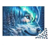 Puzzle da 1000 pezzi "Arctic Wolf Night" con occhio di lupo e doppia esposizione, ideale per adulti. Gioco educativo, decorazione per la casa, sfida di alta difficoltà, Dimensioni: 70x50 cm.