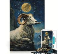 Puzzle da 1000 pezzi "Ariete sotto la luna" per adulti e ragazzi, gioco di logica solido, silenzioso e divertente, taglio di precisione, Babbo Natale, scegli il tuo desiderio (38x52cm)