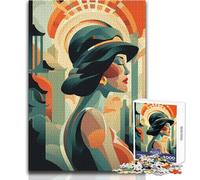 Puzzle da 1000 pezzi Art Déco Woman per adolescenti, gioco educativo per la concentrazione mentale, idea regalo speciale commovente, dimensioni 38x26cm