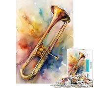 Puzzle da 1000 pezzi - Arte del trombone ad acquerello giocattolo educativo per l'apprendimento sfida impegnativa idee regalo (dimensioni 75x50cm)