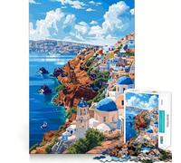 Puzzle da 1000 pezzi,arte greca di Santorini,stile retrò,pezzi ben rifiniti,sfida mentale,giocattolo divertente e rilassante,pezzo artistico natalizio (38x26cm)