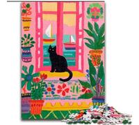 Puzzle da 1000 pezzi artistici astratti con gatto nero per adulti, regalo perfetto per compleanni, vacanze, decorazioni per feste spaziali (dimensioni 50x75cm)