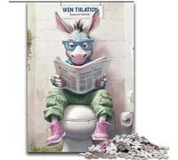Puzzle da 1000 pezzi "Asino che va in bagno" in legno,design intricato per adolescenti,decorazione fai da te e divertimento che stimola la mente,50x75cm,decorazione artistica