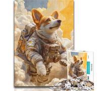 Puzzle da 1000 pezzi Astronaut Corgi per adulti e adolescenti, gioco per famiglie, antistress, sfida difficile, collezione di artisti, belle arti (38x26cm)
