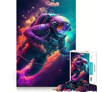 Puzzle da 1000 pezzi "Astronauta al neon nello spazio" per ragazzi, un gioco divertente e stimolante per la mente Un'opera d'arte da collezione (50x75cm)