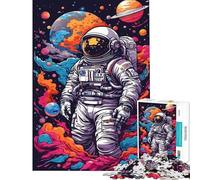 Puzzle da 1000 pezzi Astronauta al neon nello spazio Puzzle da 1000 pezzi Decorazione per la casa Giocattolo divertente e rompicapo Giochi per famiglie (38x52cm)