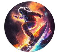 Puzzle da 1000 pezzi "Astronauta che fa surf", puzzle rotondo da 1000 pezzi, ideale per decorare la casa, allenare la mente e come regalo per le feste, 67,5x67,5 cm.