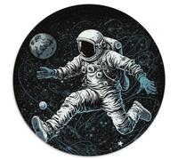 Puzzle da 1000 pezzi "Astronauta che gioca a calcio", puzzle rotondo da 1000 pezzi per adulti, decorazione artistica fai da te, regalo di compleanno perfetto, 67,5x67,5 cm.