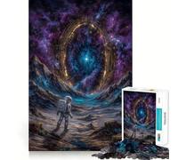 Puzzle da 1000 pezzi: Astronauta che osserva le stelle su un pianeta alieno,taglio liscio,gioco di logica,regalo,momento di relax,opera d'arte natalizia (50x75cm)