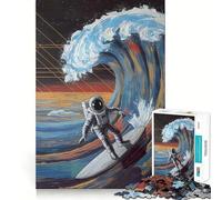 Puzzle da 1000 pezzi: Astronauta che surfa su un'onda cosmica,gioco a incastro,gioco creativo,giocattolo per il tempo libero,Natale,arte per il tempo libero (50x75cm)