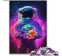 Puzzle da 1000 pezzi "Astronauta che tiene la Terra", puzzle da 1000 pezzi per adulti, giochi educativi, splendida decorazione (dimensioni 50x75cm)