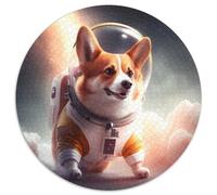 Puzzle da 1000 pezzi Astronauta Corgi Rotondo Puzzle da 1000 pezzi per adulti Attività educativa per le abilità cognitive Miglioramento delle abilità cognitive 67,5x67,5 cm