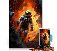 Puzzle da 1000 pezzi "Astronauta davanti al fuoco" con taglio liscio,gioco di logica,regalo rilassante,opera d'arte natalizia (50x75cm)