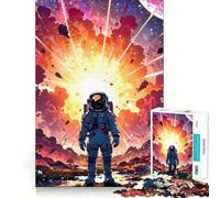 Puzzle da 1000 pezzi: Astronauta di fronte a un'esplosione cosmica,decorazione pulita e compatta,gioco di abilità mentale,momento di relax,decorazione natalizia da parete (38x26cm)