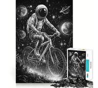 Puzzle da 1000 pezzi: Astronauta in bicicletta nello spazio,taglio liscio,gioco di logica,regalo,momento di relax,opera d'arte natalizia (38x26cm)