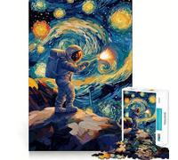 Puzzle da 1000 pezzi "Astronauta nella notte stellata" Taglio preciso Rompicapo Regalo divertente per il tempo libero Decorazione natalizia da appendere al muro (38x52cm)