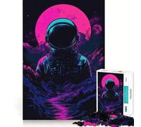 Puzzle da 1000 pezzi Astronauta nello spazio Lunar Voyager︰ Neon Dreams Clean Fit Decor Gioco di abilità mentale Cozy Time Play Decorazione natalizia da parete (38x52cm)