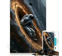 Puzzle da 1000 pezzi: Astronauta nello spazio vicino a un buco nero,decorazione a incastro,gioco di abilità mentale,momento di relax,decorazione natalizia da parete (38x52cm)