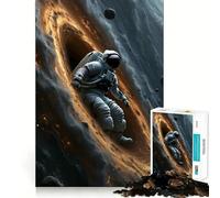 Puzzle da 1000 pezzi Astronauta nello spazio vicino a un buco nero Gioco a incastro Gioco creativo Giocattolo Gioco casual Natale Tempo libero Arte (50x75cm)