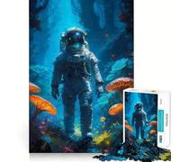 Puzzle da 1000 pezzi "Astronauta perso nella foresta" con bordi sottili,gioco di logica e svago,ideale come regalo di compleanno (38x26cm)
