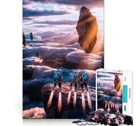 Puzzle da 1000 pezzi "Astronauti su rocce fluttuanti",taglio liscio,gioco di logica,regalo,momento di relax,opera d'arte natalizia (38x52cm)