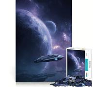 Puzzle da 1000 pezzi "Astronave in volo vicino ai pianeti nello spazio" per ragazzi, gioco di abilità mentale, svago e divertimento, design e assemblaggio, regalo elegante 50x75cm