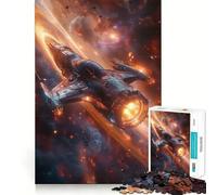 Puzzle da 1000 pezzi "Astronave nella nebulosa" per ragazzi, gioco di abilità mentale, divertimento casual, design elegante, regalo 38x52cm