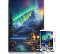 Puzzle da 1000 pezzi - Aurora boreale, calma, piacevole, tempo libero, divertimento, stretto, senza cuciture, precisione, giocattolo, dimensioni 38x52cm