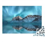 Puzzle da 1000 pezzi "Aurora boreale" con una delicata aurora boreale sulle montagne. Per adulti dai 12 anni in su. Gioco educativo, decorazione per la casa, difficile e ideale come 52x38 cm