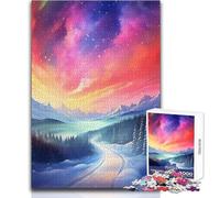 Puzzle da 1000 pezzi - Aurora boreale Montagne Calma Piacevole Tempo libero Divertimento Stretto Senza Cuciture Precisione Giocattolo Dimensioni 38x26cm