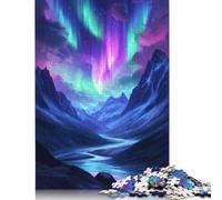 Puzzle da 1000 pezzi "Aurora Boreale Paesaggio di Montagna" per adulti. Interessanti giochi di puzzle per adulti e adolescenti, 1000 pezzi (75x50 cm).