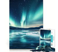 Puzzle da 1000 pezzi Aurora boreale su lago ghiacciato Gioco a incastro Gioco creativo Giocattolo Gioco casual Natale Tempo libero Arte (38x26cm)